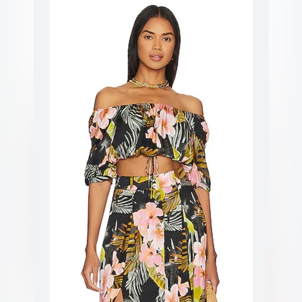 NWOT Favorite Daughter “The Anywhere With You Crop Top” In Hawaiian Vacay Medium